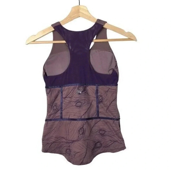 Lululemon Y2K Purple Feather Printed Racerback Athletic Tank Top 4 - Picture 2 of 5